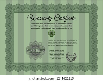Green Warranty. Lovely design. With guilloche pattern. Customizable, Easy to edit and change colors. 