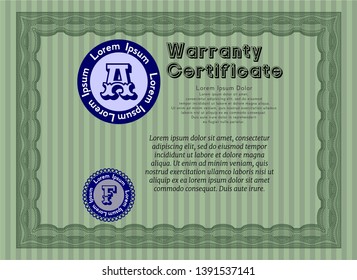 Green Warranty. Money Pattern design. Printer friendly. Detailed. 