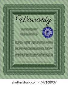 Green Warranty. Money Pattern design. With complex background. Vector illustration. 