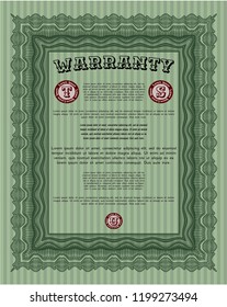 Green Warranty. Money Pattern. Detailed. With background. 