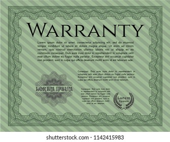 Green Warranty. Money Pattern. Vector illustration. With complex background. 