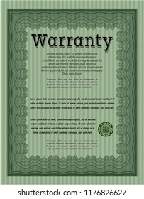 Green Warranty. Nice design. With guilloche pattern. Customizable, Easy to edit and change colors. 
