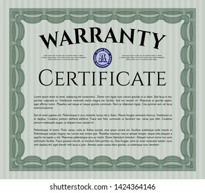 Green Warranty. Perfect design. With quality background. Detailed. 