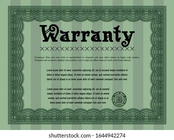 Green Warranty. Perfect design. Vector illustration. With background. 