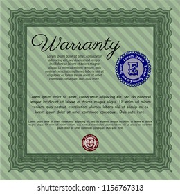 Green Warranty. Printer friendly. Artistry design. Detailed. 