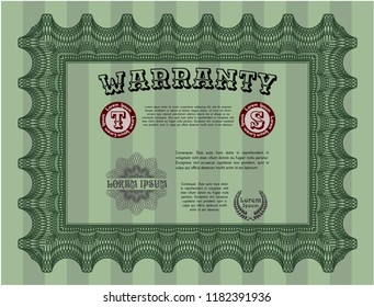 Green Warranty. With quality background. Elegant design. Vector illustration. 