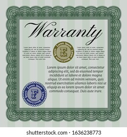 Green Warranty. With quality background. Vector illustration. Retro design. 
