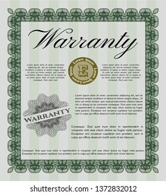 Green Warranty. Retro design. With background. Vector illustration. 
