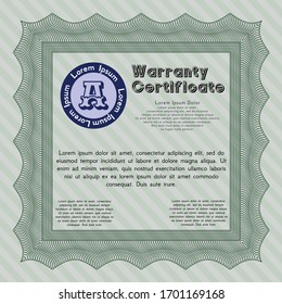 Green Warranty. Retro design. Vector illustration. With background. 