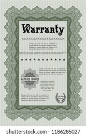 Green Warranty template. With background. Customizable, Easy to edit and change colors. Modern design. 