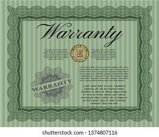 Green Warranty template. Beauty design. With background. Vector illustration. 