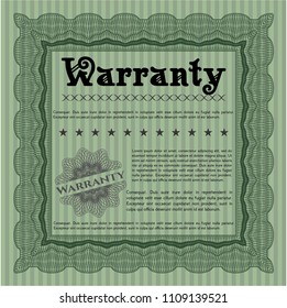  Green Warranty template. With complex background. Lovely design. Vector illustration. 