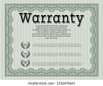 Green Warranty template. With complex background. Vector illustration. Modern design. 