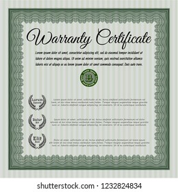Green Warranty template. With complex background. Customizable, Easy to edit and change colors. Perfect design. 
