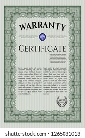 Green Warranty template. With complex background. Customizable, Easy to edit and change colors. Good design. 