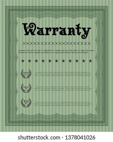 Green Warranty template. Complex background. Cordial design. Customizable, Easy to edit and change colors. 