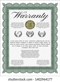 Green Warranty template. Complex background. Vector illustration. Nice design. 