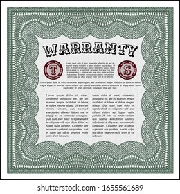 Plantilla de garantía verde. Con un fondo complejo. Personalizable, Fácil de editar y cambiar de color. Buen diseño. 