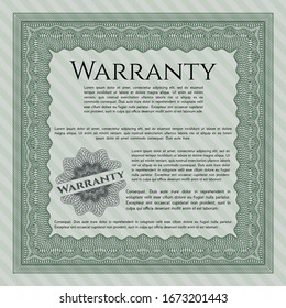 Green Warranty template. With complex linear background. Customizable, Easy to edit and change colors. Money Pattern design. 