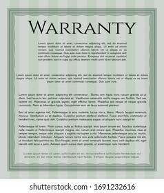 Green Warranty template. With complex linear background. Good design. Customizable, Easy to edit and change colors. 