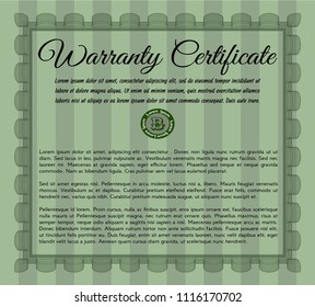 Green Warranty template. Customizable, Easy to edit and change colors. With background. Artistry design. 