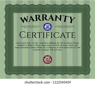 Green Warranty template. Customizable, Easy to edit and change colors. With linear background. Elegant design. 