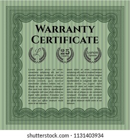 Green Warranty template. Customizable, Easy to edit and change colors. With guilloche pattern and background. Lovely design. 