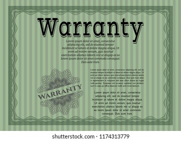 Green Warranty template. Customizable, Easy to edit and change colors. Easy to print. Good design. 
