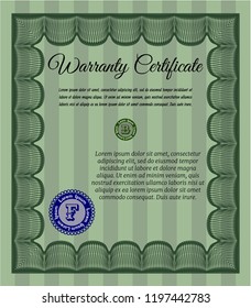 Green Warranty template. Customizable, Easy to edit and change colors. Easy to print. Nice design. 