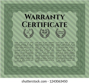Green Warranty template. Customizable, Easy to edit and change colors. With linear background. Money Pattern design. 