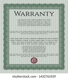 Green Warranty template. Customizable, Easy to edit and change colors. With complex background. Excellent design. 