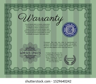 Green Warranty template. Customizable, Easy to edit and change colors. Easy to print. Superior design. 