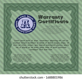 Green Warranty template. Customizable, Easy to edit and change colors. With background. Lovely design. 