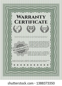 Green Warranty template. Detailed. Printer friendly. Elegant design. 