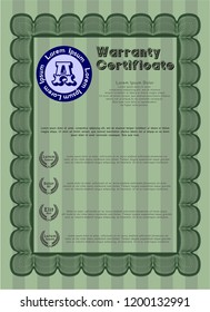 Green Warranty template. Easy to print. Vector illustration. Modern design. 