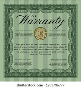 Green Warranty template. Easy to print. Customizable, Easy to edit and change colors. Sophisticated design. 