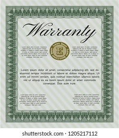 Green Warranty template. Elegant design. Customizable, Easy to edit and change colors. With guilloche pattern. 