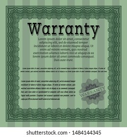 Green Warranty template. Good design. Vector illustration. Easy to print. 