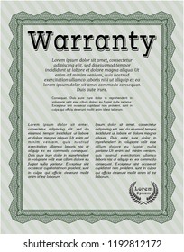 Green Warranty template. With guilloche pattern. Beauty design. Detailed. 