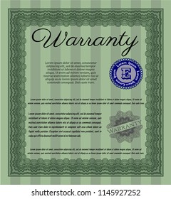 Green Warranty template. With linear background. Lovely design. Customizable, Easy to edit and change colors. 
