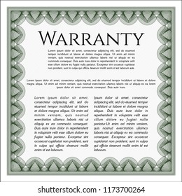 Green Warranty template. With linear background. Beauty design. Customizable, Easy to edit and change colors. 
