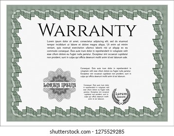 Green Warranty template. With linear background. Elegant design. Customizable, Easy to edit and change colors. 