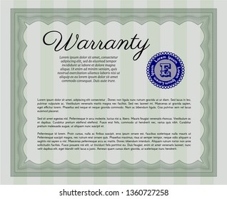 Green Warranty template. With linear background. Modern design. Detailed. 