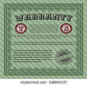 Green Warranty template. Modern design. Customizable, Easy to edit and change colors. With linear background. 