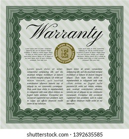 Green Warranty template. Modern design. Vector illustration. Complex background. 
