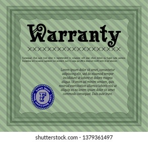 Green Warranty template. Nice design. Customizable, Easy to edit and change colors. Complex background. 