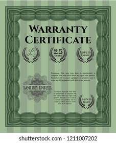 Green Warranty template. Perfect design. Customizable, Easy to edit and change colors. With linear background. 