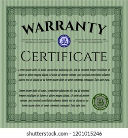  Green Warranty template. Printer friendly. Money style design. Customizable, Easy to edit and change colors. 