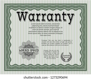 Green Warranty template. Printer friendly. Vector illustration. Excellent design. 