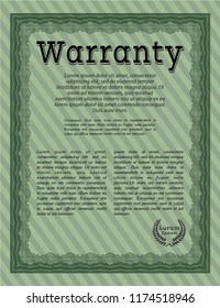 Green Warranty template. With quality background. Detailed. Excellent design. 